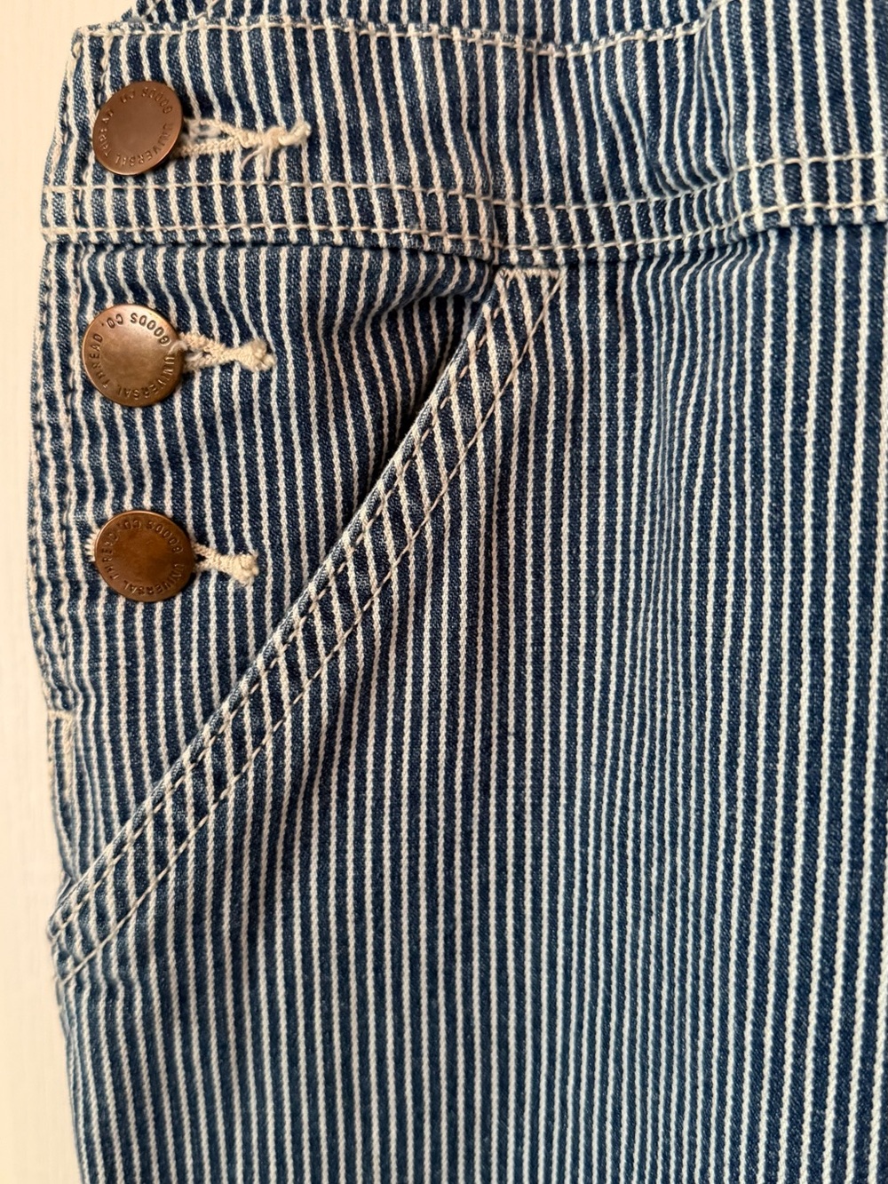 Universal Thread Blue & White Striped Denim Short Overalls - Picture 4 of 15
